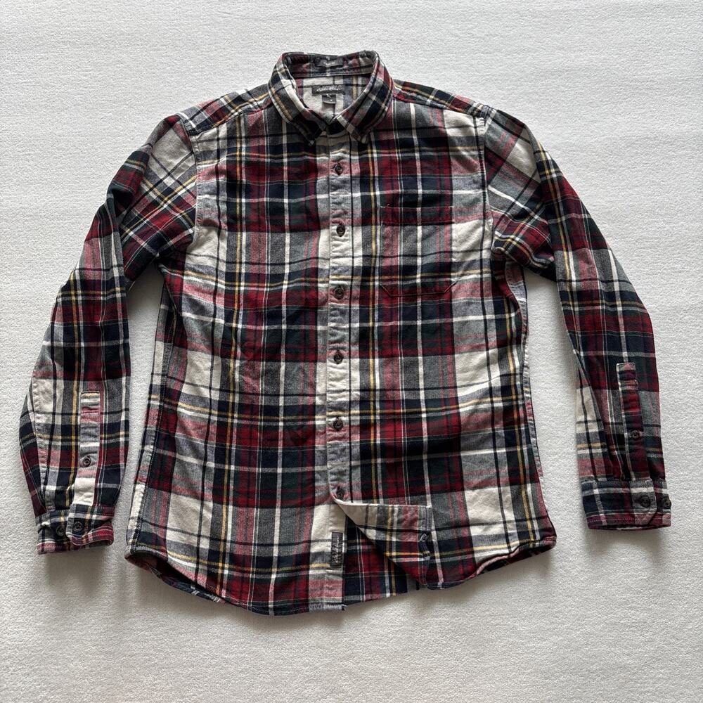 Eddie Bauer Men Medium Flannel Red Plaid Long Sleeve 100% Cotton Classic‎ Fit